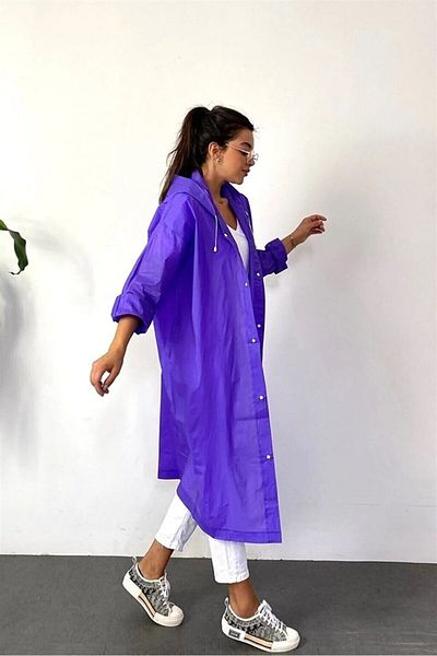 safestore Γυναικείο ανδρικό αδιάβροχο Eva Raincoat με κουκούλα και κουμπωτά