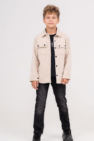 Minik Dolap Children's Suede Shirt Jeans Set - 3 Pieces