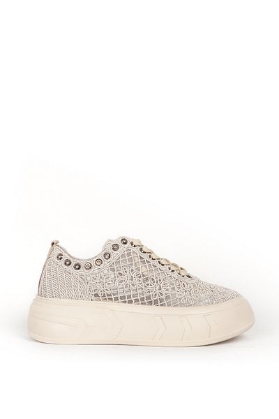 Dericlub Pantofi casual de damă Zy 7962 Mink, talpă groasă și model cu șireturi cu detalii din plasă