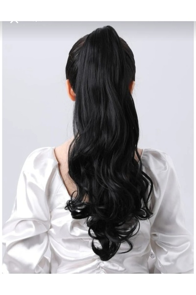 AKOLİFE ذيل حصان أسود طبيعي - قطعة شعر مقاومة للحرارة - ذيل حصان