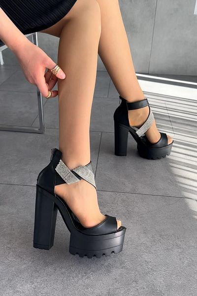 Modanizm Black Cira Heeled Shoes