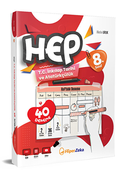 HiperZeka 2025 8. Sınıf Haftalık HEP T.C. İnkılap Tarihi 40 Deneme | Metin URUK