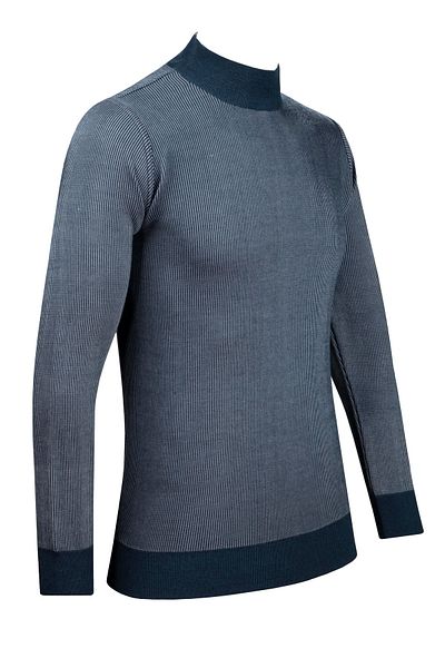 Çizgi Triko Pulover pentru bărbați cu dungi - jumătate de gât țesut, mâneci imprimate și talie elastică, tricot din oțel - 5015B