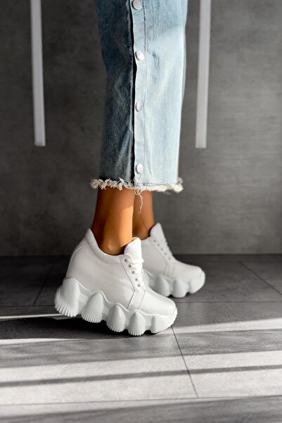 Modanizm Rubio White Sneakers with Hidden Heels