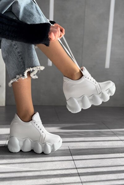Modanizm Rubio White Sneakers with Hidden Heels