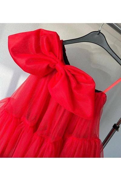 She Dress Tulle Dress - Bow Detailed Evening Dress