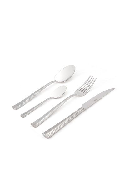 Nehir 24 Pieces Gray Katre Plain Fork Spoon Knife Set