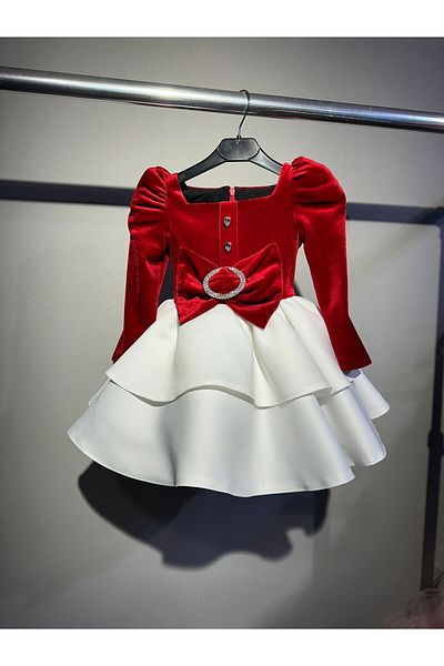 She Dress Velvet Evening Dress with Bow Detail