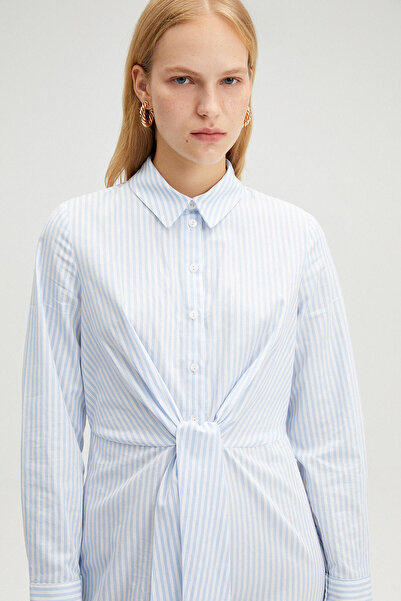 Touché Privé PRUHOVANÉ POPLÍNOVÉ ŠATY S PŘEDNÍM ČÁSTEM MICHŮ