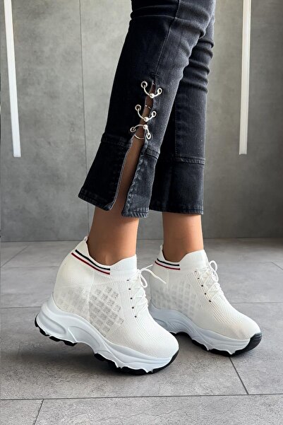Modanizm Lunar Hidden Heeled White Sneakers