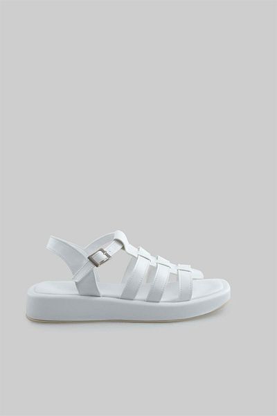 sovrana Stripe Detailed Sandals White