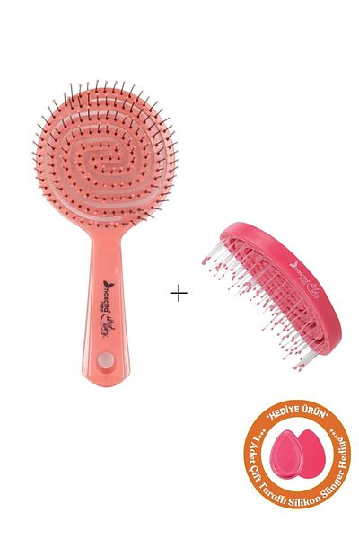 nascita Pro Pink Oval Hair Brush - Three Dimensional + Bag Size Hair Brush