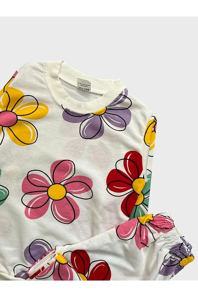Fil Kids Set de pijamale de sezon pentru fete, din bumbac, cu modele florale, cu mâneci lungi