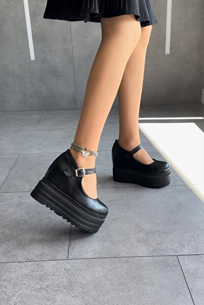 Modanizm Black Poxy Wedge Heel Sandals