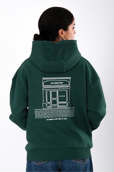 Coredra Green Women's Hoodie - Cafe Relaxed Fit