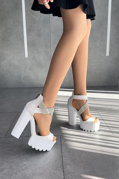 Modanizm White Cira Heeled Shoes