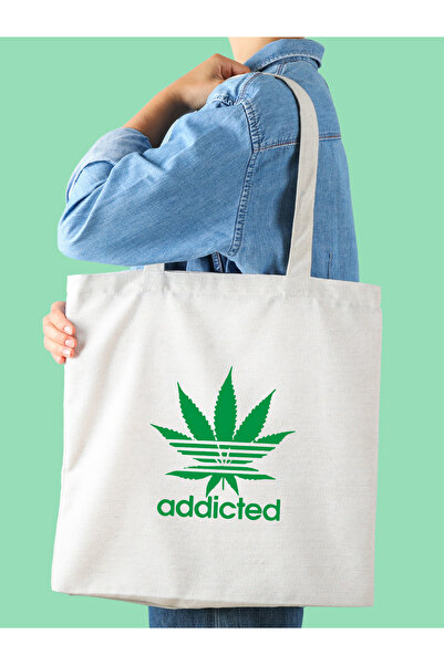 Cemira Addicted, Weeds Design Tote Bag, Χοντρό, Υφασμάτινη τσάντα, Τσάντα ώμου,