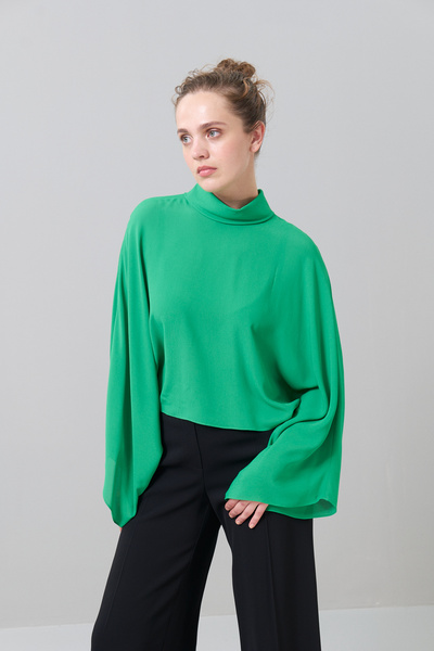 Roman Yarasa Kol Degaje Yaka Bluz Yeşil K2513047_012