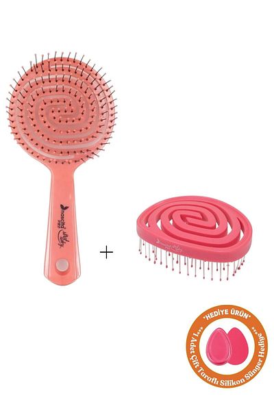 nascita Pro Pink Oval Hair Brush - Three Dimensional + Bag Size Hair Brush