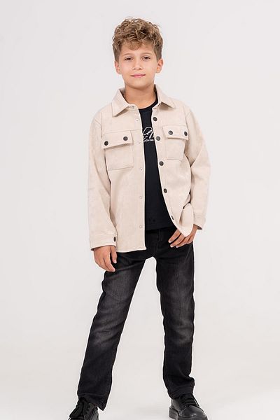 Minik Dolap Children's Suede Shirt Jeans Set - 3 Pieces