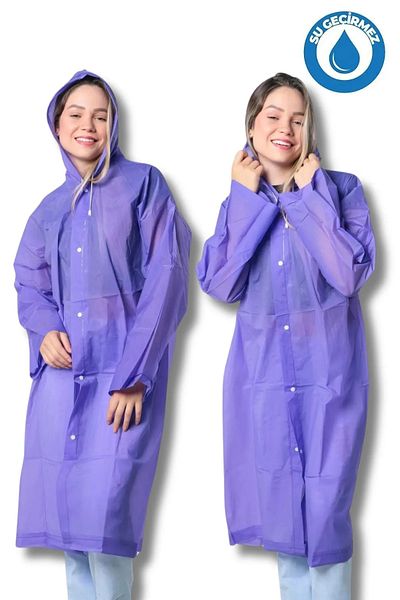 safestore Γυναικείο ανδρικό αδιάβροχο Eva Raincoat με κουκούλα και κουμπωτά