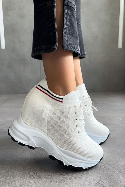 Modanizm Lunar Hidden Heeled White Sneakers