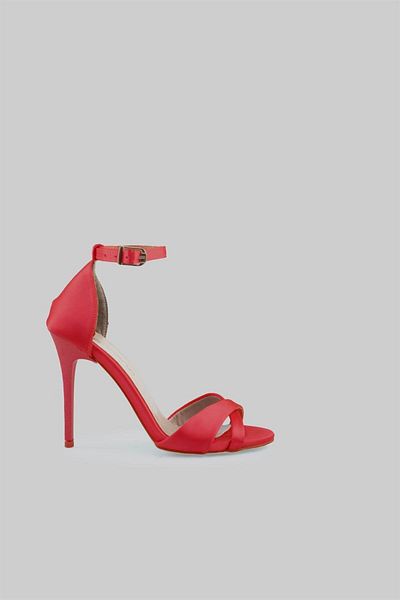sovrana Satin Heeled Shoes Red Satin