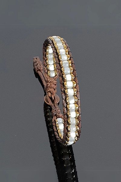 Seven Art Jewelry Mother of Pearl Slim Cylinder Bracelet
