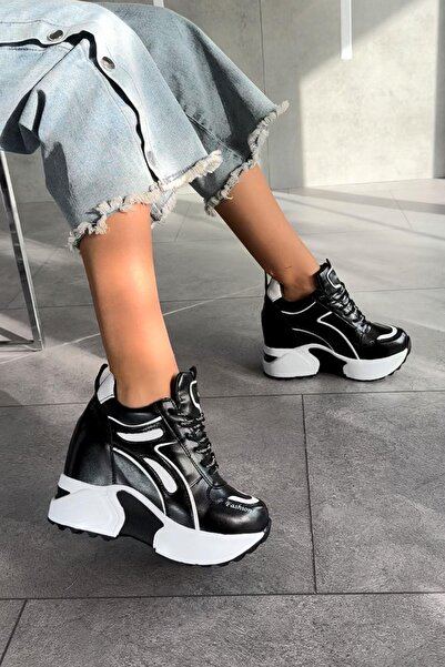 Modanizm Lorie Black Wedge Sneakers - Comfortable and Stylish Design