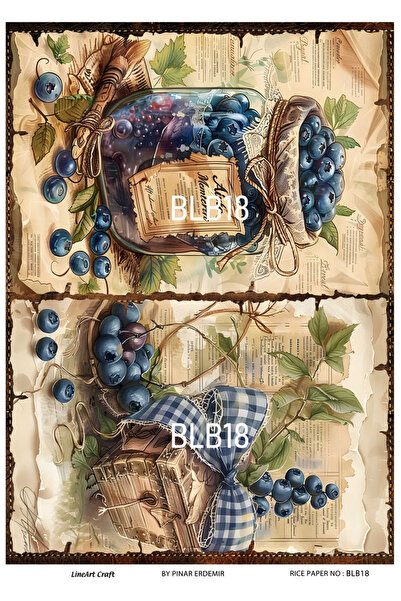 LİNEART ورق أرز مزخرف من سلسلة التوت الأزرق - رقم: BLB18