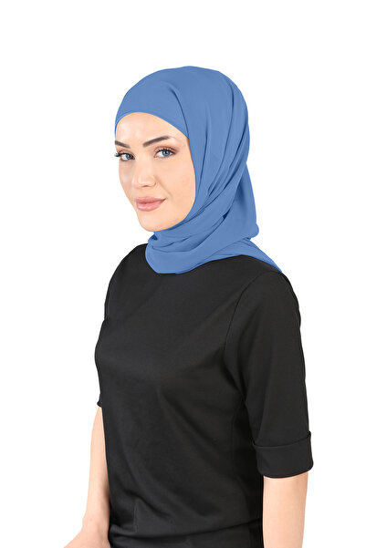 Ecardin Шифонний шарф з капюшоном - ST136 Джинсовий синій