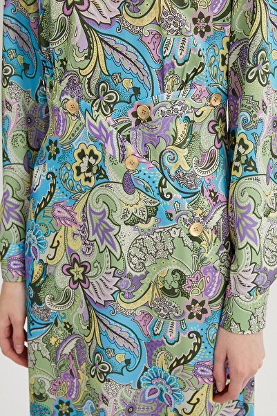 Touché Privé Button Detailed Patterned Dress