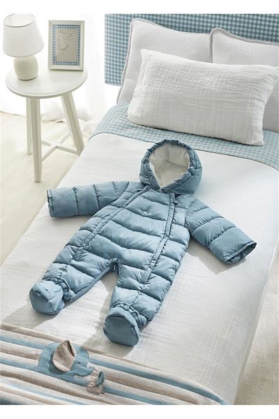 MAYORAL Baby Boy Inflatable Jumpsuit - Turquoise 2607, with Hat and Booties
