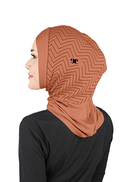 Ecardin Zigzag Striped Sports Cross Hijab Bonnet Turban - St299 Tile