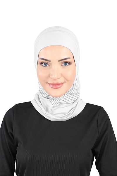 Ecardin St296-Visca Plain Striped 02 White Hooded Sweatshirt