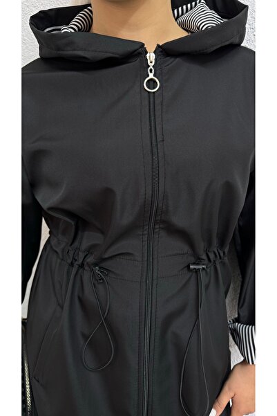 ENSA TESETTUR Çizgili Kapüşonlu Trenç