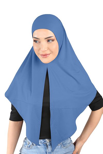 Ecardin Eșarfe din microțesătură albastru denim Turban Hijab - St 208