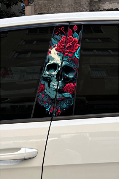 Quart Aksesuar Kuru Kafa Araç Kapı Direk Kaplama Folyosu Desenli Sticker 22x5...
