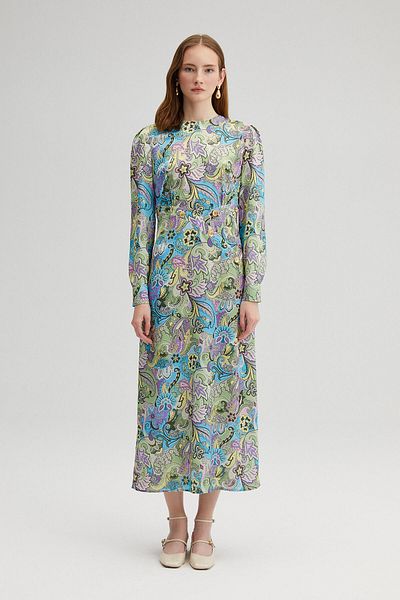 Touché Privé Button Detailed Patterned Dress
