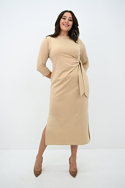 Koza Butik Γυναικείο φόρεμα με δέσιμο στη μέση με λεπτομέρειες 5274-25