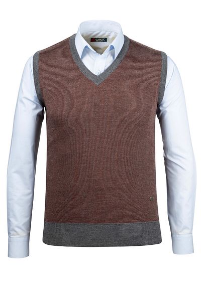 Çizgi Triko Men's V-Neck Striped Knitwear Sweater - Colorful Patterned Winter Steel Knit Classic Fit - 5015H