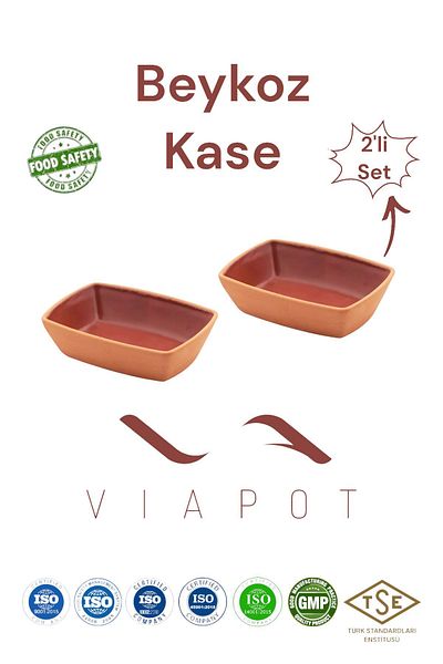 Viapot Beykoz Soil Casserole 2-Piece Pottery with Glazed Inside Bowl 13X9X3.5Cm 170ml