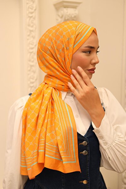 Silk Home Olinda Shawl - 49005 - 20 Orange Turquoise