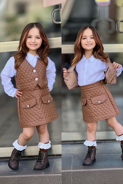 Minigimin Cicileri Комплект от 3 сладки бебешки чантички My Little One - кожена ватирана, кафява