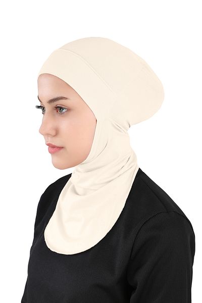 Ecardin Light Beige Small Flexible Sports Bonnet with Hijab Neck - St 225