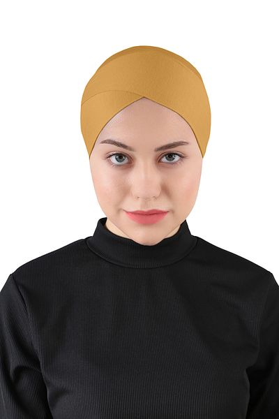 Ecardin Mustard Colored Cross Bonnet - St 233