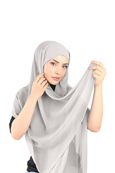 Ecardin Σάλι σιφόν με αυτοκολλητικό κορδόνι - St 136 Ανοιχτό Γκρι