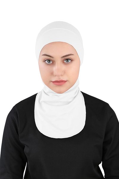 Ecardin White Small Hijab Neck Flexible Athlete Bonnet - St 225