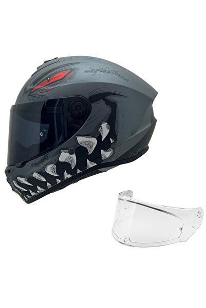 AXXIS Draken S Forz B5 Mat Kirmizi Desenli? Motosi?klet Kaski Çi?ft Vi?zörlü