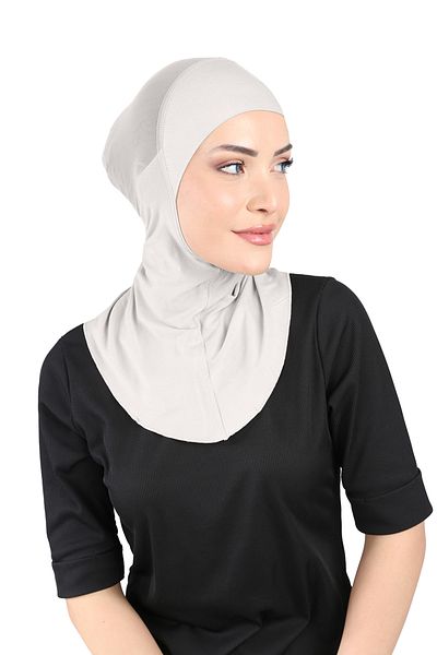 Ecardin Light Gray Clima Fit Hijab Turban - Breathable and Anti-Sweat